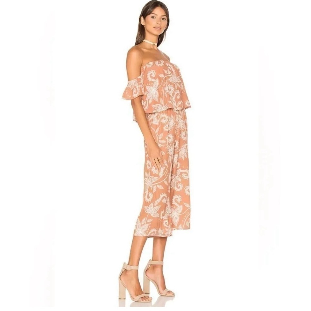 MINKPINK Off Shoulder Floral Peach Jumpsuit Size S - Picture 7 of 16